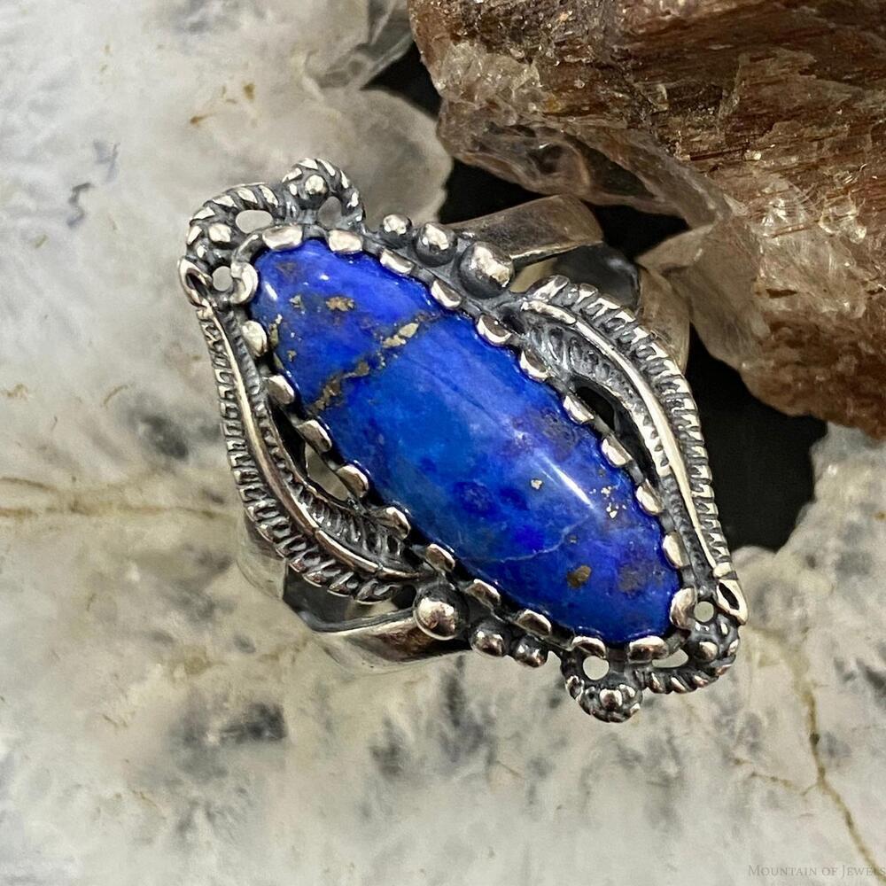 Carolyn Pollack Sterling Silver Marquise Denim Lapis Decorated Ring, Sz Vareity